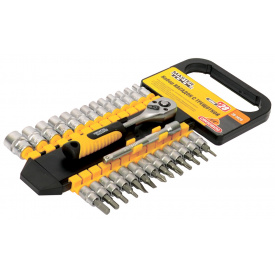 Набір торцевих насадок MASTERTOOL PROFI CrV 1/4" 4-14 мм подовжувач 100 мм тріскачка 72Т 28 шт 78-1428