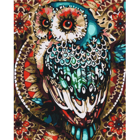 Картина за номерами BrushMe "Сова в кольоровій мозаїці" 40х50см BS52660