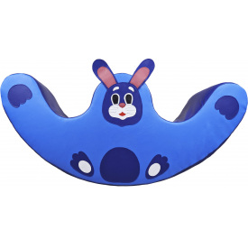 Дитячий м'який ігровий модуль качалка Тиа-Спорт Зайчик 120х30х60 см Синій