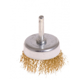 Щітка торцева з латунованого рифленого дроту D 50 мм зі стрижнем 1/4 MASTERTOOL GM (19-7405)