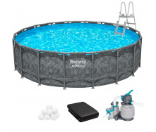 Bestway Каркасний басейн Bestway Grey 561KC (549х132 см) з піщаним фільтром, тентом та драбиною