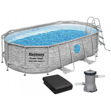 Каркасний басейн Bestway Ротанг 56714 427х250х100 см з картриджним фільтром сходами і захисним тентом