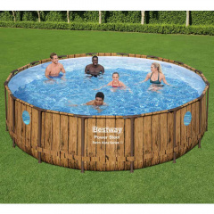Каркасный бассейн Bestway Ротанг 56725 (488х122 см) с картриджным фильтром лестницей и тентом Купянск
