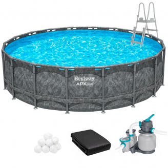Bestway Каркасний басейн Bestway Grey 561KC (549х132 см) з піщаним фільтром, тентом та драбиною