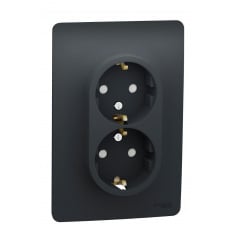 Двойная розетка Schneider Electric NU206754 (винтовой зажим) (антрацит)