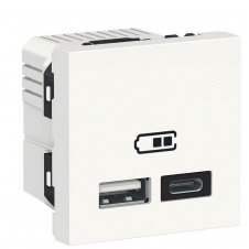 Двойная USB розетка Schneider Electric NU301818 тип А+тип С (белая)