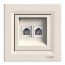 Розетка компьютерная RJ45 кат.6 UTP двойная кремовая Asfora, EPH4800123