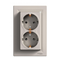 Двойная розетка Schneider Electric Asfora EPH9900169 с заземлением (бронза)