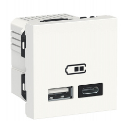 Двойная USB розетка Schneider Electric NU301818 тип А+тип С (белая) Ніжин