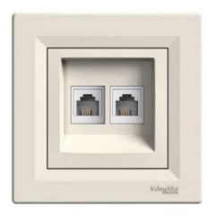 Розетка компьютерная RJ45 кат.6 UTP двойная кремовая Asfora, EPH4800123 Шостка