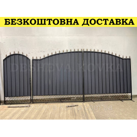 Ворота кованые из профнастилом