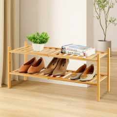 Полка для обуви деревянная для дома в прихожую или гардероб, двухъярусная напольная этажёрка SW00371 Володарськ-Волинський