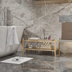 Полка для обуви деревянная для дома в прихожую или гардероб, двухъярусная напольная этажёрка SW00371 Володарськ-Волинський