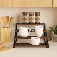 Полка для кухни и ванной комнаты деревянная многоярусная на 4 ступени для специй,стойка ступенчатая для банок SW00511 Київ