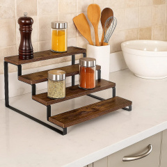 Полка для кухни и ванной комнаты деревянная многоярусная на 4 ступени для специй,стойка ступенчатая для банок SW00511 Київ