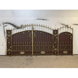 Кованые ворота с калиткой и элементами ковки Код: А-0193