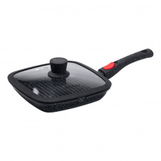 Сковорода-гриль алюминиевая с крышкой YIWU Haus Roland 1.8 л 29x29 см Черный (HP33546)