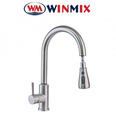 Смеситель для кухни Ухо Winmix Sensor LUX (Chr-014) с выдвижной сенсорной лейкой из нержавеющей стали SUS304, Польша Ахтырка
