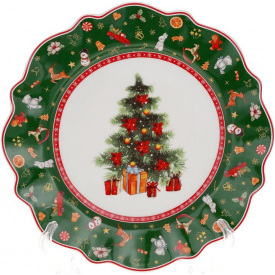 Тарілка BonaDi Новорічна ялинка 20,5 см Зелена DP186182