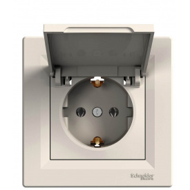 Розетка с крышкой кремовая Asfora, EPH3100123