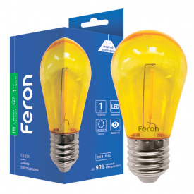 Світлодіодна декоративна лампа Feron LB-371 1Вт E27 желтая прозрачная