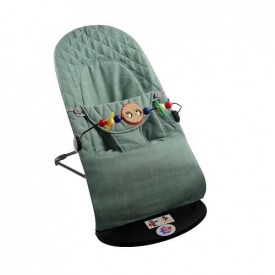 Дитячий шезлонг-гойдалка SBT group BABY Balance Soft A1 з дугою з іграшками бірюзовий в клітинку/бавовна (BBT-03-00)