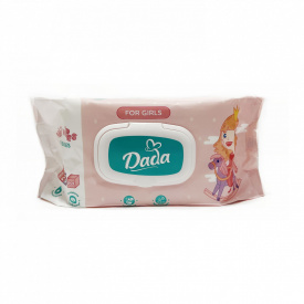 Дитячі вологі серветки для дівчаток з клапаном Dada Без запаху 120 шт