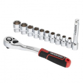 Набор головок Cr-V STORM INTERTOOL ET-8014 1/2&quot; 10-24 мм, удлинитель, 12 ед.