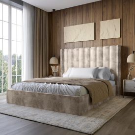 Двоспальне ліжко Lion Ніно Silk 103 Кремовий 160x200 см (Lion-045038)