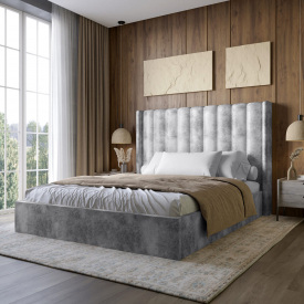Двоспальне ліжко Lion Ніно Silk 303 Сірий 160x200 см (Lion-045045)