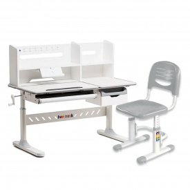 Парта-трансформер Fundesk Fiore II 1200х600х520-760 мм Grey + дитячий стілець FunDesk SST3L Grey