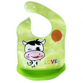 Дитячий слинявчик Корівка Mega Zayka MGZ-0602(Green) зі знімною кишенею