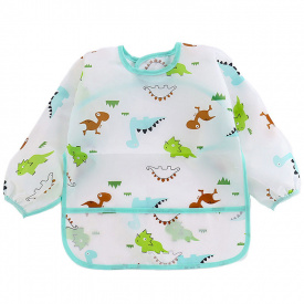 Детский слюнявчик-нагрудник водонепроницаемый для еды и товрчества 2Life Динозавры 100 см Белый (v-11695)