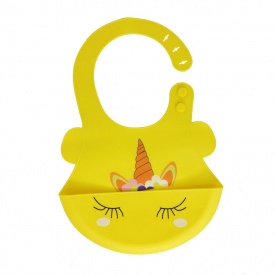 Слюнявчик силіконовий "Єдиноріг" Mega Zayka MGZ-0615(Yellow) з кишенею