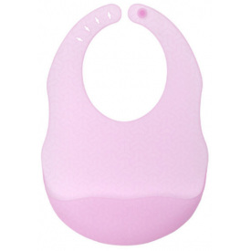 Слюнявчик силиконовый детский с карманчиком полупрозрачный 2Life 29,5х20,5 см Розовый (vol-10202)