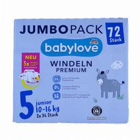 Підгузки Babylove Premium Jumbo Pack 5 Junior (10-16 кг) 72 шт