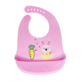 Слинявчик силіконовий "Зайчик" Mega Zayka MGZ-0611 (Pink) з кишенею