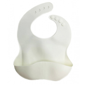 Детский слюнявчик силиконовый с четырьмя застежками и карманом VOLRO 30х23 см Белый (vol-9691)