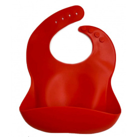 Детский слюнявчик силиконовый с четырьмя застежками и карманом VOLRO 30х23 см Красный (vol-9692)