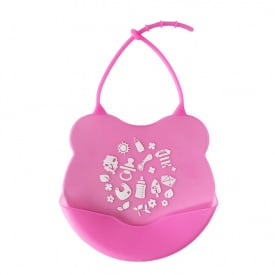 Дитячий слинявчик Міні Mega Zayka MGZ-0604(Pink) силіконовий