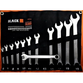 Набір ключів Black 6-22мм Cr-V рожково-накидних 12 предметів (16003)