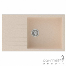 Прямоугольная гранитная кухонная мойка на одну чашу с сушкой Fabiano Classic 86x50 XL Grey Metallic (New) серый металлик