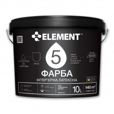 Фарба інтер'єрна ELEMENT 5 латексна база шовковисто-матова А біла 10 л