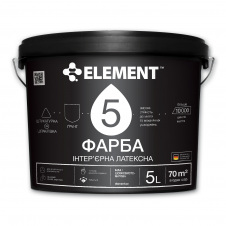 Фарба інтер'єрна ELEMENT 5 латексна база шовковисто-матова А біла 5 л