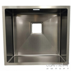 Квадратная кухонная мойка под столешницу Fabiano Quadro 44 Celldecor Nano Graphite нержавеющая сталь, декор соты Буча