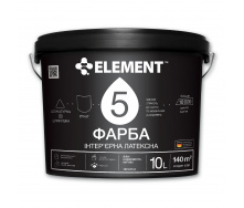 Краска интерьерная ELEMENT 5 латексная шелковисто-матовая база А белая 10 л