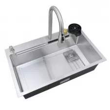 Кухонная мойка Winmix Premium MH7545-SET-03 SUS304 (со смесителем, диспенсером, сушкой в комплекте) из нержавеющей стали Водопад