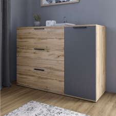 Комод Lion Краш 120x43x86 см Дуб Аппалачи/Антрацит (LION-044154)