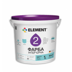 Фарба інтер'єрна ELEMENT 2 латексна водоемульсійна матова база А біла 1 л Київ