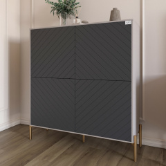 Комод-пенал Lion Амарант 114x40x126.5 см Кашемір/Графітовий (LION-042046) Токмак